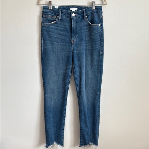 Good American Denim - GOOD AMERICAN: Good Legs, Cigarette Frayed Raw Hem, Straight Leg Denim